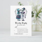 Skeleton Couple Wedding RSVP Karte (Stehend Vorderseite)