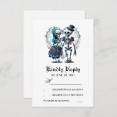 Skeleton Couple Wedding RSVP Karte (Vorne/Hinten)