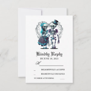 Skeleton Couple Wedding RSVP Karte