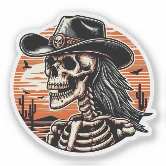 Skeleton Cowboy Aufkleber (Vorderseite)