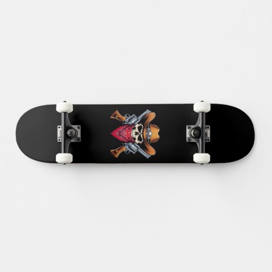Skeleton Cowboy Gunslinger Skateboard (Horizontal)