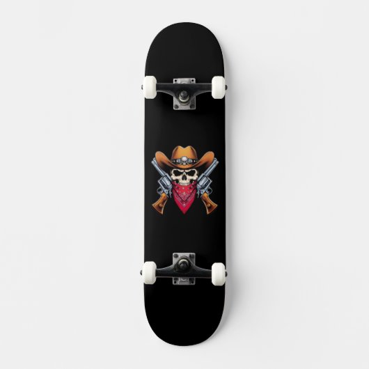 Skeleton Cowboy Gunslinger Skateboard (Vorderseite)