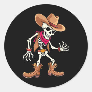 Skeleton Cowboy Halloween Kostüm Kinder Jungen Män Runder Aufkleber