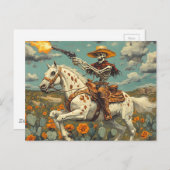 Skeleton Cowboy on a Appaloosa Horse in Cactus Postkarte (Vorne/Hinten)
