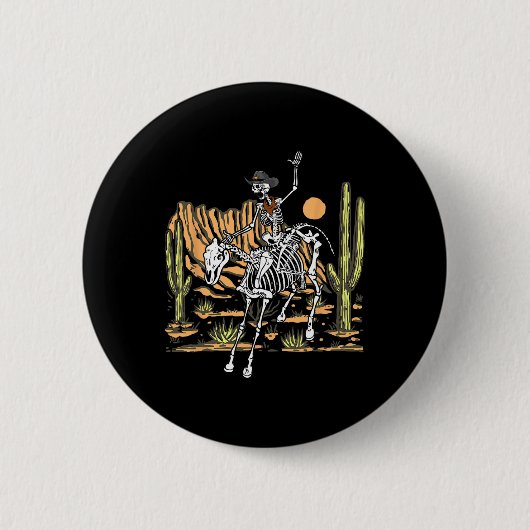 Skeleton Cowboy Riding Pferd Halloween Rider Costu Button (Vorderseite)