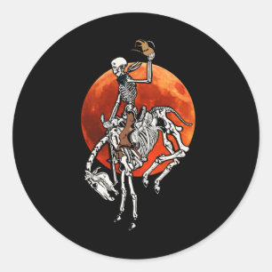 Skeleton Cowboy Riding Pferd Halloween Rider Costu Runder Aufkleber