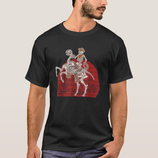 Skeleton Cowboy Riding Skeleton Horse Halloween Co T-Shirt (Vorderseite)