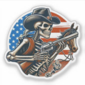 Skeleton Cowboy USA Aufkleber (Vorderseite)