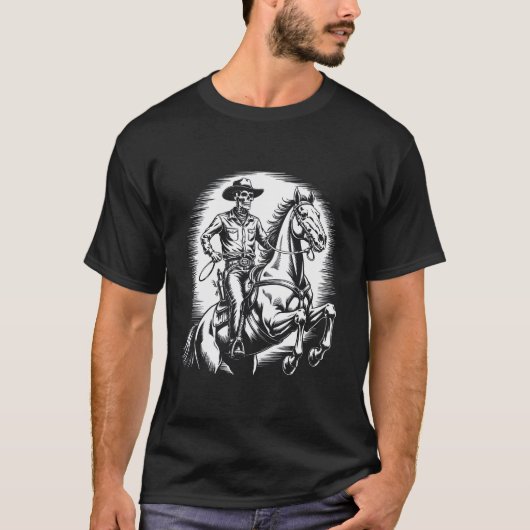 Skeleton Cowboy Wild West Halloween Western Life T-Shirt (Vorderseite)