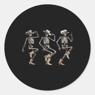 Skeleton Cowboys Line Tanzen Humorvolle Halloween Runder Aufkleber