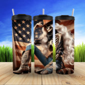 Skeleton Cowgirl in Patriotic Costume Thermosbecher