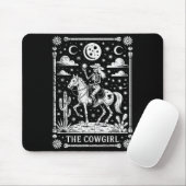 Skeleton Cowgirl Riding Horse Tarot Card Gothic Ha Mousepad (Mit Mouse)
