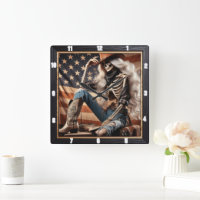 Skeleton Cowgirl Western Outfit Patriotic American
