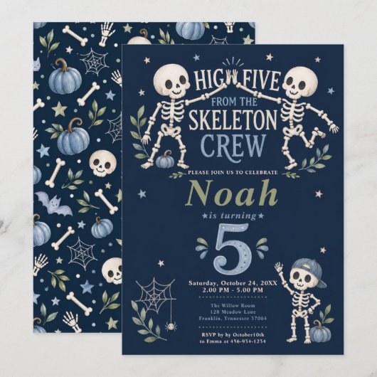 Skeleton Crew 5. Geburtstagsfeier Einladung (Vorne/Hinten)