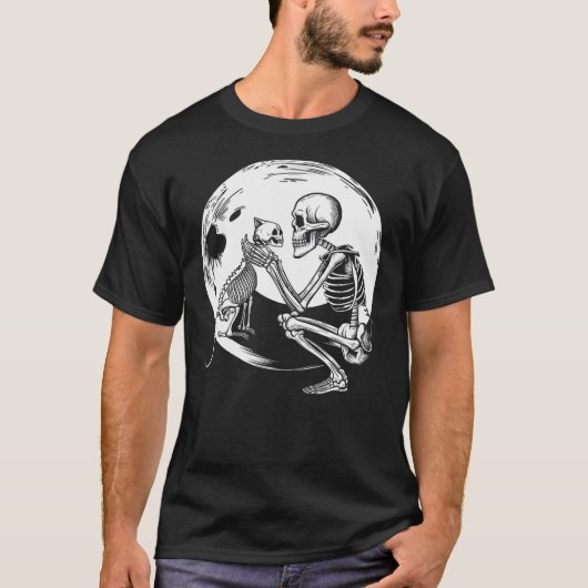 Skeleton Cute Cat Skull Kitty Halloween Men Women T-Shirt (Vorderseite)