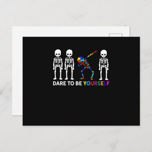 Skeleton Dabbing Autismus Bewusstsein Einladungspostkarte (Vorne/Hinten)