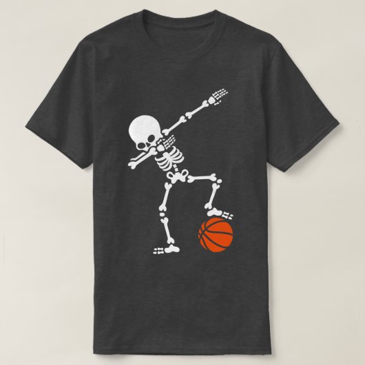 Skeleton Dabbing Basketball Player Funny Halloween T-Shirt (Design vorne)