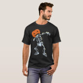 Skeleton Dabbing Pose Jack O' Lantern Pumpkin Hall T-Shirt (Vorne ganz)