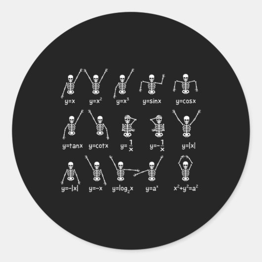 Skeleton Dance Figures Equity Math Teacher Hallo Runder Aufkleber (Vorderseite)