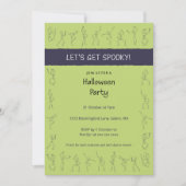 Skeleton Dance Halloween-Party Einladung - grün (Vorderseite)