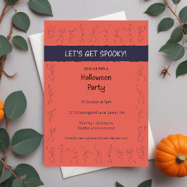 Skeleton Dance Halloween-Party Einladung - orange