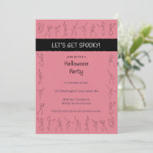Skeleton Dance Halloween-Party Einladung - Rosa (Stehend Vorderseite)