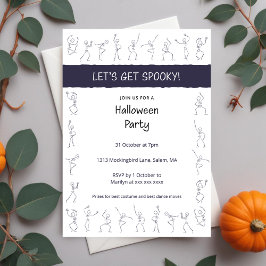 Skeleton Dance Halloween-Party Einladung - weiß