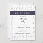 Skeleton Dance Halloween-Party Einladung - weiß (Vorderseite)