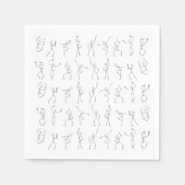 Skeleton Dance Halloween Servietten - weiß