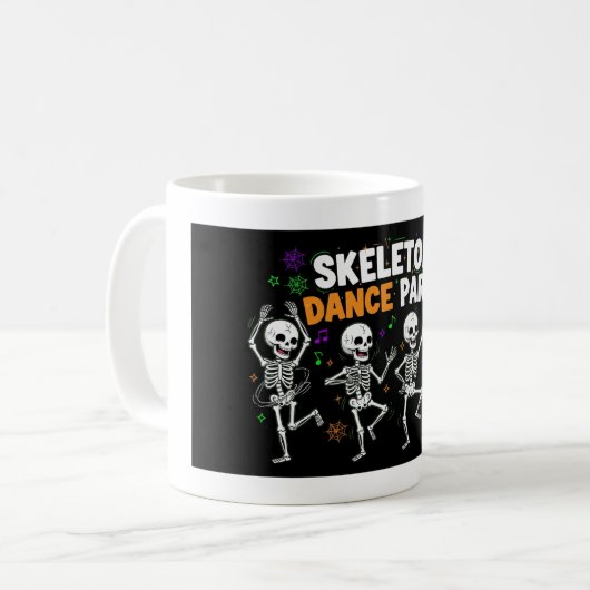Skeleton Dance Party Halloween Funny Spooky Kaffeetasse (Vorderseite Links)