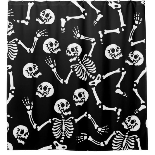 Skeleton Dance Party: Halloween - Nahtlos Duschvorhang (Vorderseite)