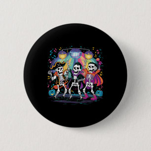 Skeleton Dance Party Spooky Halloween Feier Button