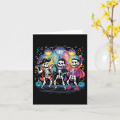 Skeleton Dance Party Spooky Halloween Feier Karte (Gelbe Blume)