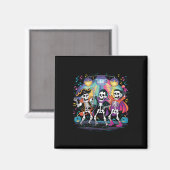 Skeleton Dance Party Spooky Halloween Feier Magnet (Vorderseite/Rückseite)