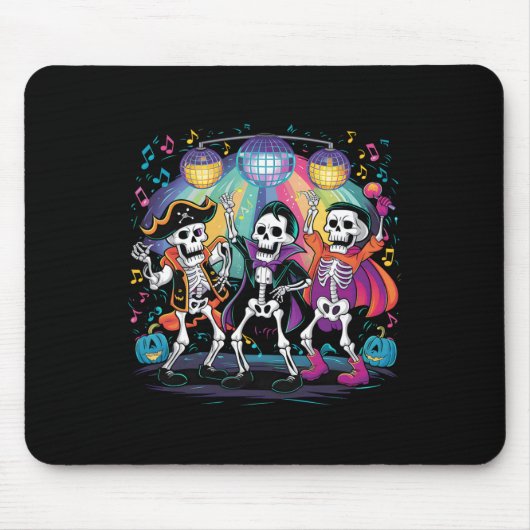 Skeleton Dance Party Spooky Halloween Feier Mousepad (Vorne)