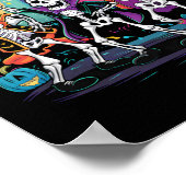 Skeleton Dance Party Spooky Halloween Feier Poster (Ecke)