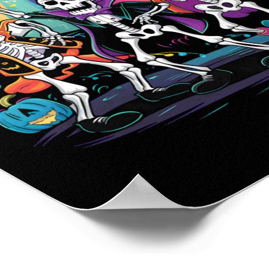 Skeleton Dance Party Spooky Halloween Feier Poster (Ecke)