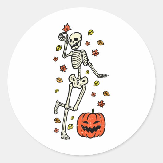 Skeleton Dance Pumpkin Halloween Kostümfall Männer Runder Aufkleber (Vorderseite)