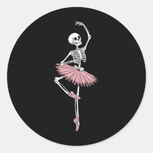 Skeleton Dancing Ballet Liebhaber Spooky Halloween Runder Aufkleber