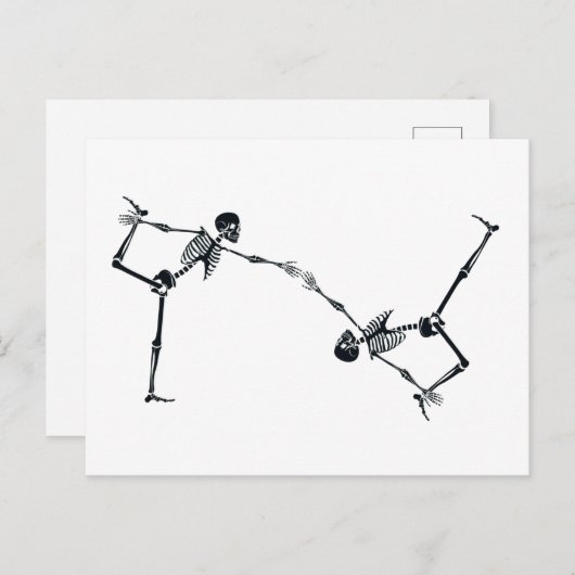 Skeleton Dancing Halloween Postkarte (Vorne/Hinten)