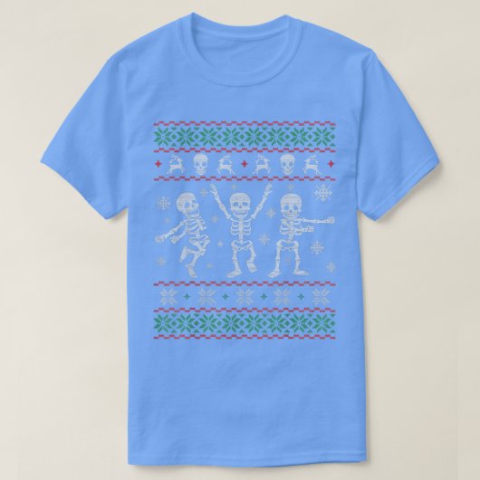 Skeleton Dancing Ugly Christmas Sweater Skeleton T-Shirt (Design vorne)
