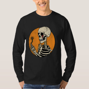 Skeleton Dandelion Halloween Spooky Bones Skull Go T-Shirt