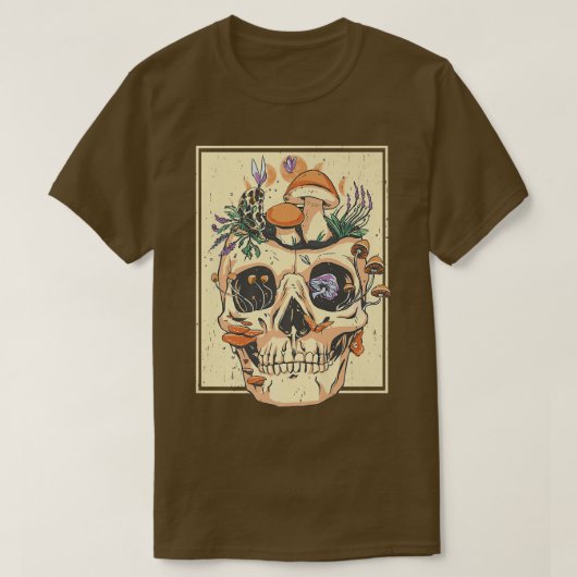 Skeleton Dark Academia Natur Plants  T-Shirt (Design vorne)