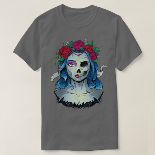 Skeleton Dead Bride Halloween Kostüm Untot La Ca T-Shirt (Design vorne)