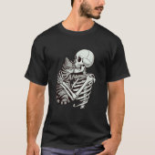 Skeleton, der eine Katze umarmt, ein schöner Hallo T-Shirt (Vorderseite)