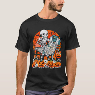 Skeleton Dinosaur Halloween Mummy Pumpkin for Men T-Shirt