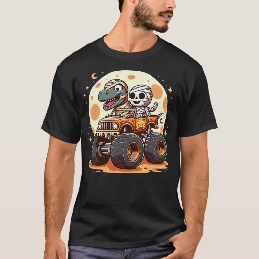 Skeleton Dinosaur Monster Truck Dino Halloween Tod T-Shirt (Vorderseite)