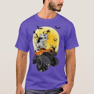 Skeleton Dinosaur Riding Monster Truck Halloween K T-Shirt