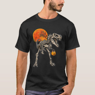Skeleton Dinosaur T Rex Boys Halloween Mummy Funny T-Shirt