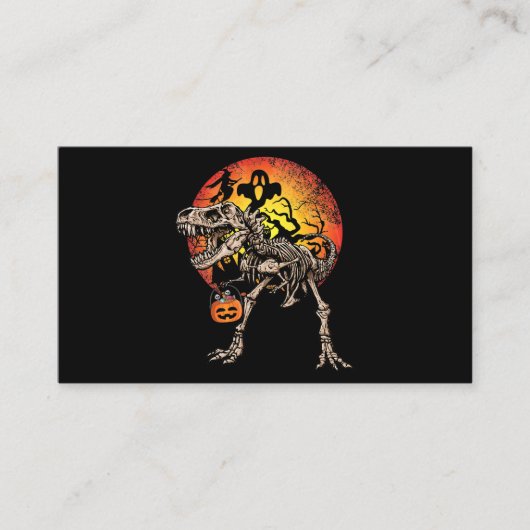 Skeleton Dinosaur T rex Pumpkin Halloween Kostüm Visitenkarte (Vorderseite)